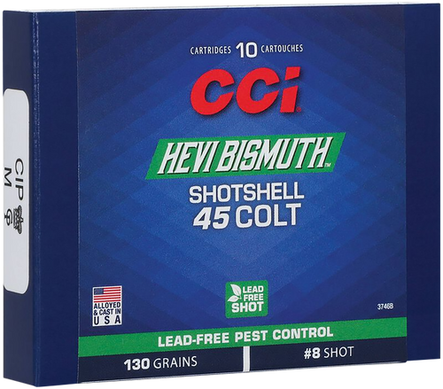 CCI 3746B Pest Control HEVI-Bismuth 45Colt 130gr Shotshell #8 Shot 10 Per Box/20 Case CCI 3746B Pest Control HEVI-Bismuth 45Colt 130gr Shotshell #8 Shot 10 Per Box/20 Case