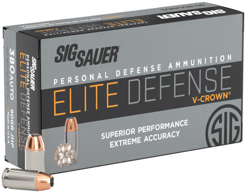 SIG AMMO 380ACP 90GR ELITE V-CROWN JHP 50/10