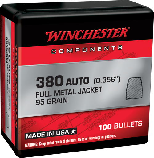 Winchester Ammo WB380MC95X Centerfire Handgun Reloading 380ACP 95gr Full Metal Jacket 100 Per Box/10 Case Winchester Ammo WB380MC95X Centerfire Handgun Reloading 380ACP 95gr Full Metal Jacket 100 Per Box/10 Case