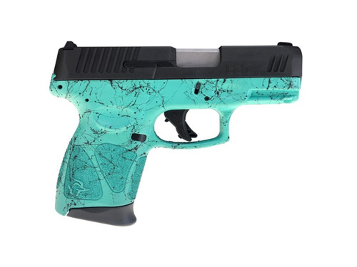 Taurus G3C 9mm Semi-Auto Pistol with Cyan and Black Splatter Polymer Frame, 12+1 Capacity
