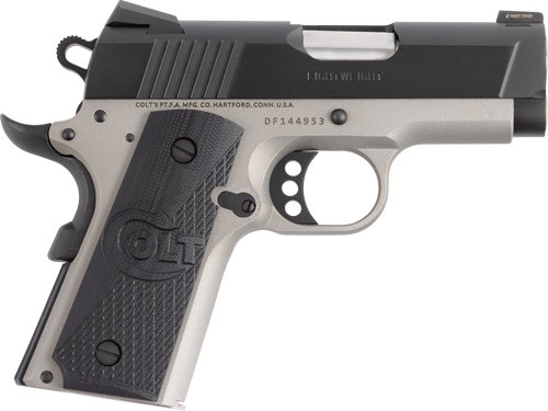 Colt Defender 45 ACP Semi-Auto Pistol with Matte Stainless Finish and Black Cherry G10 Grips
