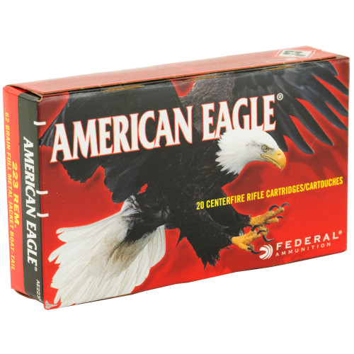 Federal American Eagle .223 Remington 62 Grain FMJ Ammunition - 20 Rounds per Box, 500 Rounds per Case