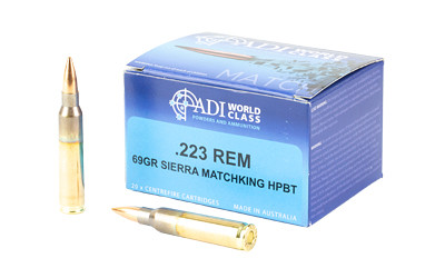 ADI World Class Ammunition 223 Remington 69 Grain Sierra MatchKing Boat Tail Hollow Point (20/200)