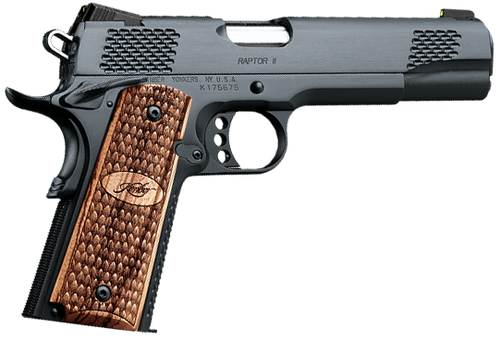 Kimber Mfg, Inc 3200117CA Raptor II *CA Compliant 45 ACP 8+1 5" Stainless Match Grade Barrel, Brush Polished Serrated Steel Slide, Matte Black Steel Frame w/Beavertail, Zebrawood Grip Kimber Mfg, Inc 3200117CA Raptor II *CA Compliant 45 ACP 8+1 5" Stainless Match Grade Barrel, Brush Polished Serrated Steel Slide, Matte Black Steel Frame w/Beavertail, Zebrawood Grip