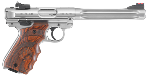 Ruger 40160 Mark IV Hunter 22 LR 10+1 6.88" Satin Stainless Fluted Bull Barrel, Satin Stainless Steel Frame, Drilled & Tapped Receiver, Target Laminate w/Finger Groove Grip, Right Hand Ruger 40160 Mark IV Hunter 22 LR 10+1 6.88" Satin Stainless Fluted Bull Barrel, Satin Stainless Steel Frame, Drilled & Tapped Receiver, Target Laminate w/Finger Groove Grip, Right Hand