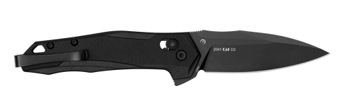 Kershaw 2041 Monitor  Mid-Size 3" Folding Spear Point Plain Black Oxide D2 Steel Blade, Black Textured Glass Filled Nylon Handle, Includes Pocket Clip