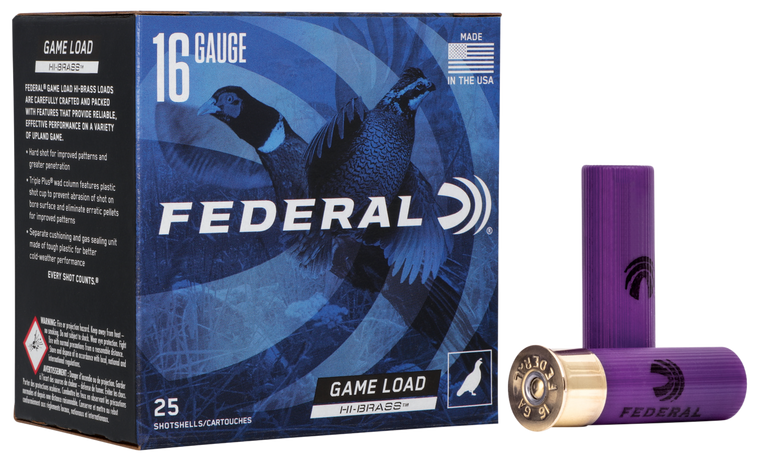 Federal H1636 Game-Shok High Brass 16Gauge 2.75" 1 1/8oz 6Shot 25 Per Box/10 Case