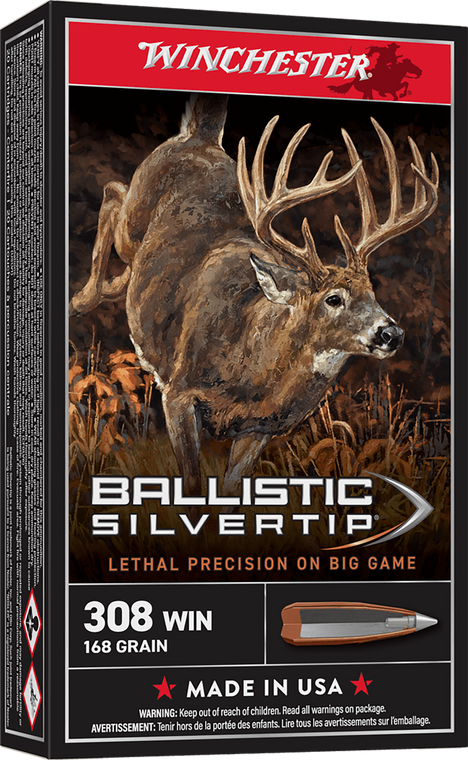 Winchester Ammo SBST308A Ballistic Silvertip  308Win 168gr Rapid Controlled Expansion Polymer Tip 20 Per Box/10 Case
