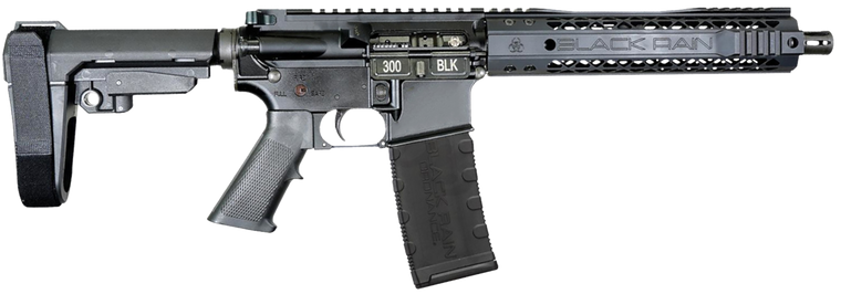 Black Rain Ordnance  Spec15  300 Blackout 30+1 10.50" Black Nitride Steel Barrel, 10" M-LOK Handguard, Black Anodized Aluminum Picatinny Rail Receiver, Tactical SBA3 Brace, Black G.I. Grip