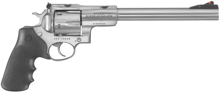 Ruger 5502 Super Redhawk  Large Frame 44 Rem Mag/44 Special 6rd 9.50" Satin Stainless Steel w/Integral Mount Barrel, Satin Cylinder & Frame, Hogue Tamer Monogrip, Transfer Bar Safety, Exposed Hammer