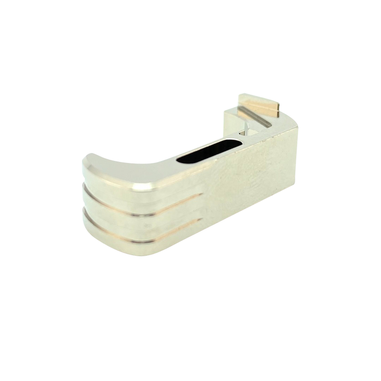Cross Armory CRG5MCSV Mag Catch  Extended Compatible w/Glock Gen4-5 Silver Anodized Aluminum