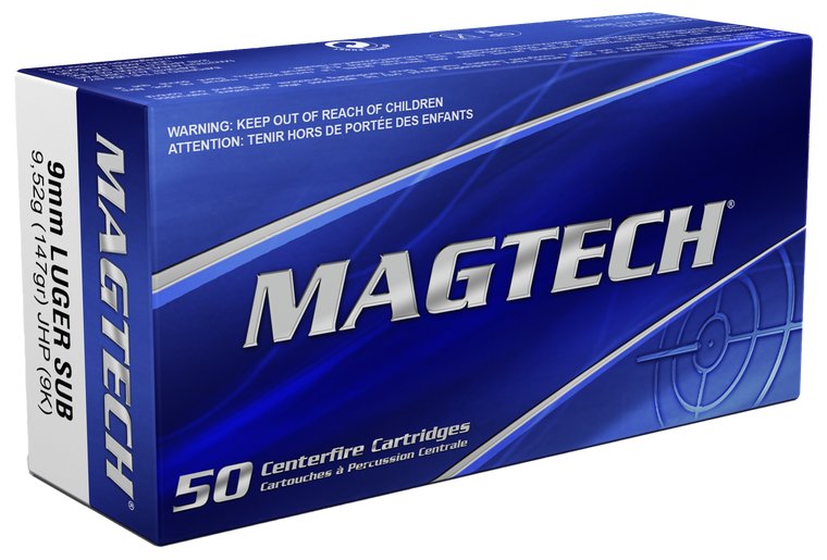 Magtech 9K Range/Training  9mmLuger 147gr Jacketed Hollow Point Subsonic 50 Per Box/20 Case