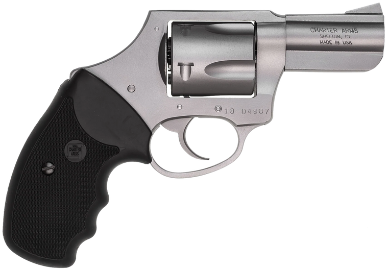 Charter Arms 74421 Bulldog  Large 44 Special, 5 Shot 2.50" Matte Stainless Steel Barrel, Cylinder & Frame w/Black Finger Grooved Rubber Grip