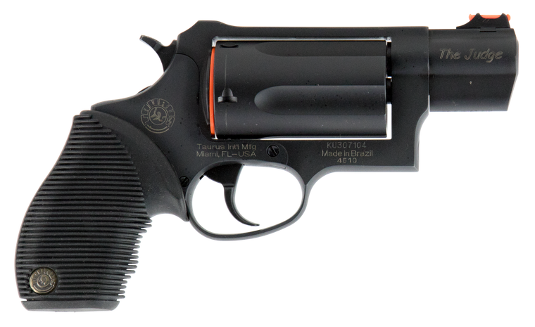 Taurus 2441031TC Judge Public Defender Small Frame 45 Colt (LC) 410 Bore 5rd 2" Matte Black Oxide Steel Barrel, Cylinder & Frame, Black Ribber Grip, Transfer Bar Safety, Exposed Hammer