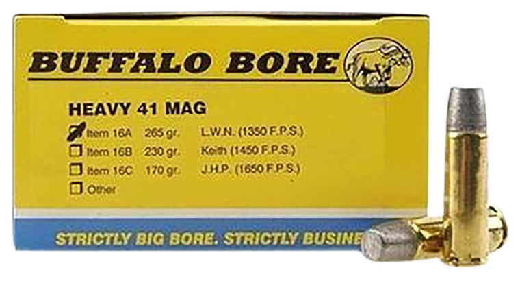 Buffalo Bore Ammunition Heavy, Bba 16a/20    41rm        265 Hrd Cst Lbt    20/12