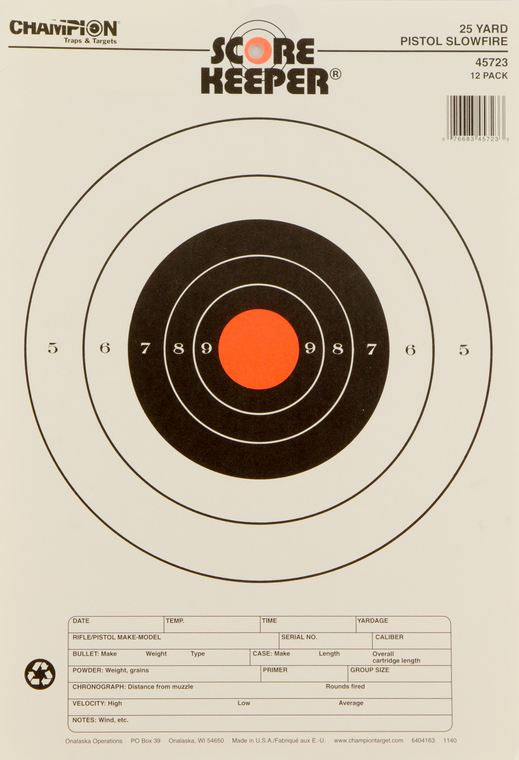 Champion Targets Score Keeper, Champ 45723      25yd Pistol Slowfire