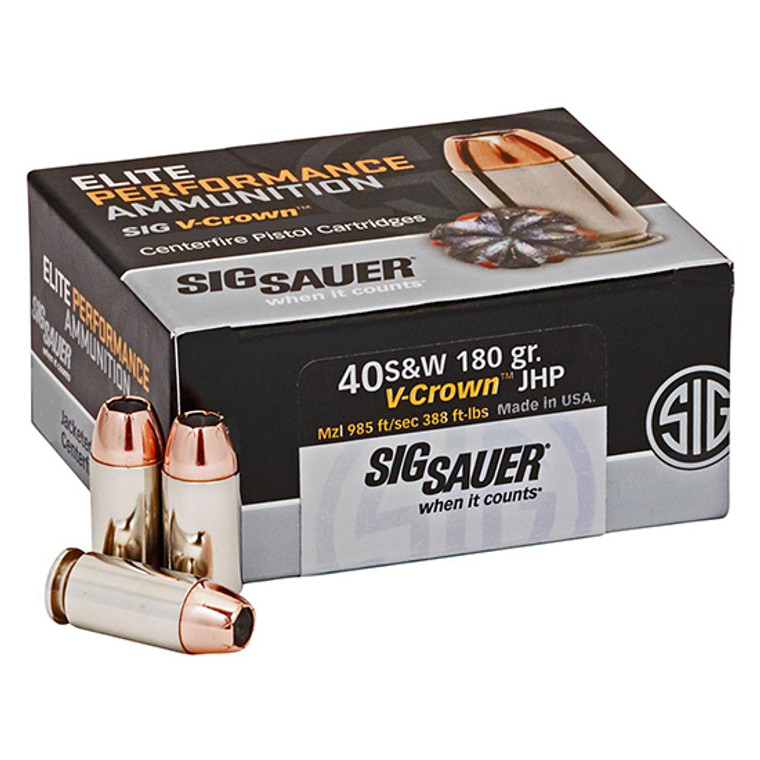 SIG AMMO 40SW 180GR ELITE V-CROWN JHP 50/10