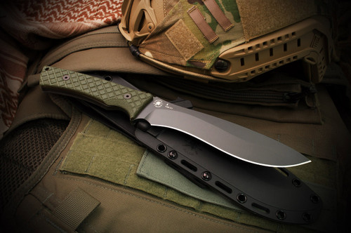 Machai - Fixed Blade Knife made with 1095 CRO-VAN Steel and green scales