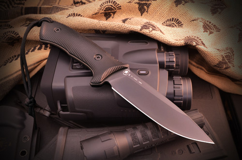 A medium-sized fixed blade knife built for utility, strength, and balanced performance. The Linden features a 4.75-inch drop point blade in black PVD-coated ELMAX stainless steel with clean lines, a robust full-tang construction, and a 3D-profiled handle for a secure grip. Paired with a black Kydex sheath, it delivers a sleek, tactical appearance with dependable field-ready capability.