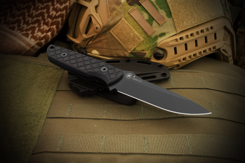 Spartan Blades Alala fixed blade knife, 1095 CRO-VAN steel with black handle
