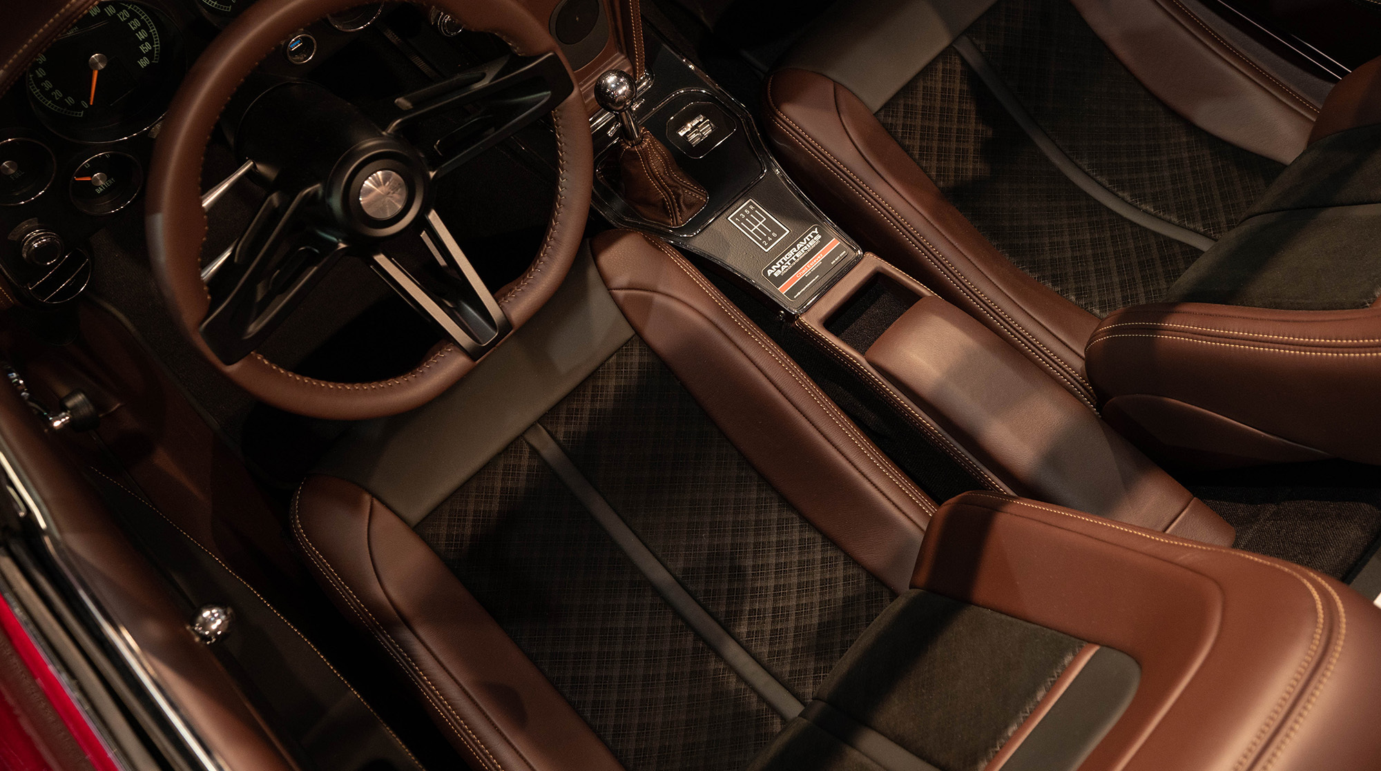 Carlyle Bark leather featured on the interior of a 1967 Corvette Roadster