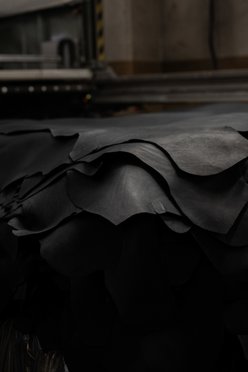 Close up of leather hides
