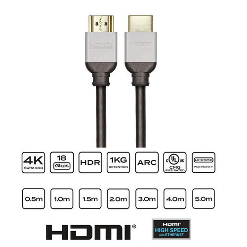Kordz K26016 PRO3 Series 18Gbps High Performance HDMI Cable - Available in Various Lengths