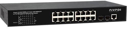24-Port 10/100/1000 Base-T High Power PoE + 2 Gigabit SFP Layer 2+ Managed Rear Facing Switch