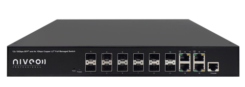 12 10Gb SFP+ Fiber ports, 4 1Gb Copper ports, Layer 2/3 Mgt, 360 Gbs Switching Capability