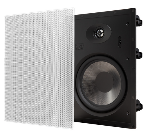 8" In-Wall Speakers 1" Aluminum Dome Tweeter, 12dB Crossover & Contour Switch, Pair Black Series