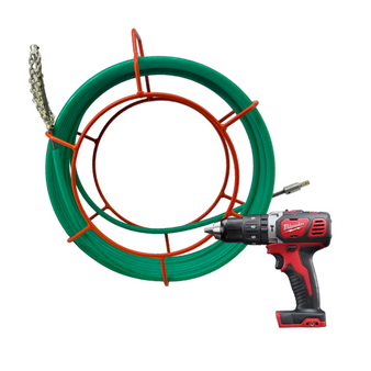 (NEW STYLE) CustomEyes (CE38KIT6MN) 50' Cyclone Pipe Cleaning Unit with Milwaukee Drill  (CE2607-20))