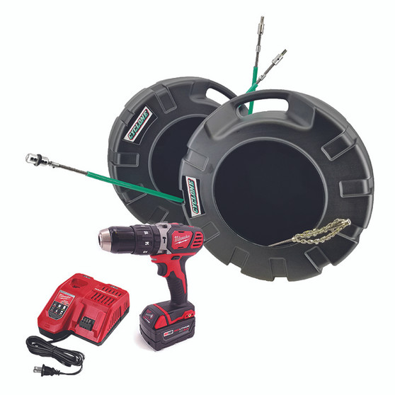 (NEW STYLE) CustomEyes (CE38KIT100EMN)  100' Enclosed Cyclone Package with Milwaukee Drill Set (CE2607-22)