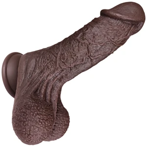 The Beekeeper by FUKENA - Realistic Dual Density Silicone Dildo with Balls & Suction Cup, 6.5 Inch Insertable, 2.35 Inch Max Width, Dark Skin