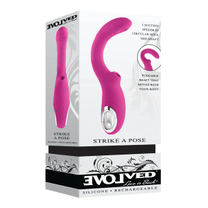 Evolved Strike A Pose Rechargeable Posable Tapping Suction Silicone Vibrator, Pink Evolved Strike A Pose Rechargeable Posable Tapping Suction Silicone Vibrator, Pink
