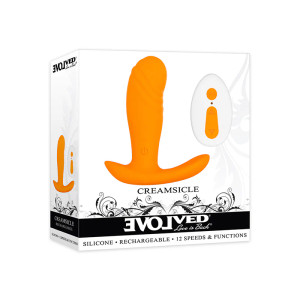 Evolved Creamsicle Rechargeable Remote-Controlled Silicone G-Spot and Prostate Massager, 3.0 Inch Insertable, 1.18 Inch Max Width Evolved Creamsicle Rechargeable Remote-Controlled Silicone G-Spot and Prostate Massager, 3.0 Inch Insertable, 1.18 Inch Max Width