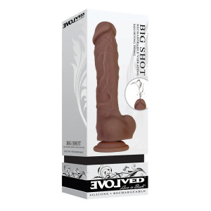 Evolved Big Shot Rechargeable Vibrating Squirting Silicone Dildo, 6.0 Inch Insertable, 1.63 Inch Max Width, Dark Skin Evolved Big Shot Rechargeable Vibrating Squirting Silicone Dildo, 6.0 Inch Insertable, 1.63 Inch Max Width, Dark Skin
