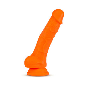 Blush Neo Elite Dual Density Silicone Dildo with Balls & Suction Cup, 5.5 Inch Insertable, 1.5 Inch Max Width, Neon Orange Blush Neo Elite Dual Density Silicone Dildo with Balls & Suction Cup, 5.5 Inch Insertable, 1.5 Inch Max Width, Neon Orange