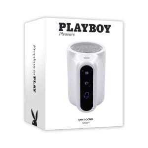 Playboy Spin Doctor Rechargeable Spinning Stroker TPE Sleeve, White Playboy Spin Doctor Rechargeable Spinning Stroker TPE Sleeve, White