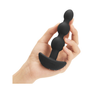 b-Vibe Triplet Rechargeable Remote-Controlled Vibrating Anal Beads Plug, Black