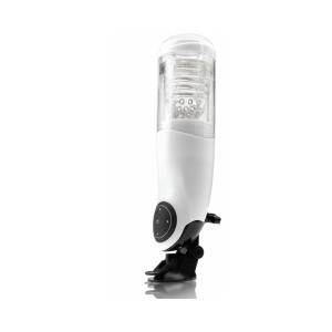 PDX Mega-Bator Pussy Rotating Thrusting Stroker With Suction Cup, Clear/White PDX Mega-Bator Pussy Rotating Thrusting Stroker With Suction Cup, Clear/White