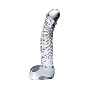 Icicles No. 61 Curved Textured 6.5 in. Glass Dildo, 5.0 Inch Insertable, 1.25 Inch Max Width, Clear Icicles No. 61 Curved Textured 6.5 in. Glass Dildo, 5.0 Inch Insertable, 1.25 Inch Max Width, Clear