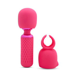 Nu Sensuelle Harlow Nubii Mini Wand with Penis Masturbator Attachment, Pink Nu Sensuelle Harlow Nubii Mini Wand with Penis Masturbator Attachment, Pink