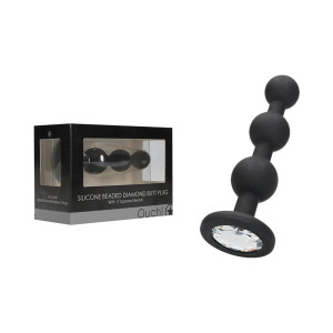 Ouch! Silicone Beaded Diamond Butt Plug, 3.74 Inch Insertable, 0.98 Inch Max Width, Black Ouch! Silicone Beaded Diamond Butt Plug, 3.74 Inch Insertable, 0.98 Inch Max Width, Black