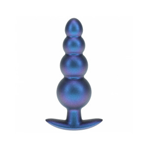 Ouch! Smooth Silicone Beaded Anal Plug, 3.86 Inch Insertable, 1.42 Inch Max Width, Metallic Blue Ouch! Smooth Silicone Beaded Anal Plug, 3.86 Inch Insertable, 1.42 Inch Max Width, Metallic Blue