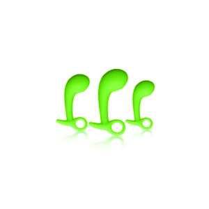 Ouch! Glow in the Dark Prostate Kit, 3-Piece Anal Plug Set, Neon Green Ouch! Glow in the Dark Prostate Kit, 3-Piece Anal Plug Set, Neon Green