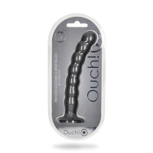 Ouch! Beaded Silicone 8 in. G-Spot Dildo, 8.03 Inch Insertable, 1.22 Inch Max Width, Gunmetal Ouch! Beaded Silicone 8 in. G-Spot Dildo, 8.03 Inch Insertable, 1.22 Inch Max Width, Gunmetal