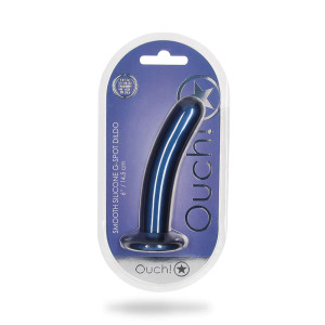 Ouch! Smooth Silicone 6 in. G-Spot Dildo, 5.67 Inch Insertable, 1.14 Inch Max Width, Metallic Blue Ouch! Smooth Silicone 6 in. G-Spot Dildo, 5.67 Inch Insertable, 1.14 Inch Max Width, Metallic Blue