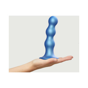 Strap-On-Me Hybrid Collection Silicone Dildo Plug Balls, 5.9 Inch Insertable, 1.57 Inch Max Width, Metallic Blue Strap-On-Me Hybrid Collection Silicone Dildo Plug Balls, 5.9 Inch Insertable, 1.57 Inch Max Width, Metallic Blue
