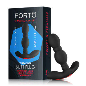 Forto Rechargeable Silicone Vibrating Anal Plug, Black Forto Rechargeable Silicone Vibrating Anal Plug, Black