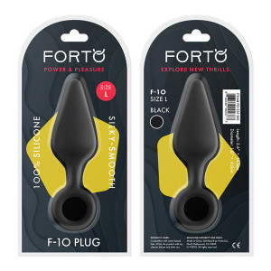 Forto F-10 Silicone Anal Plug with Pull Ring, Large, Black Forto F-10 Silicone Anal Plug with Pull Ring, Large, Black